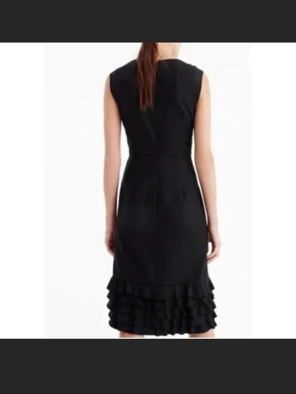 J. Crew 100% Wool Black Sleeveless Midi Dress with Ruffle Hem - Picture 6 of 6